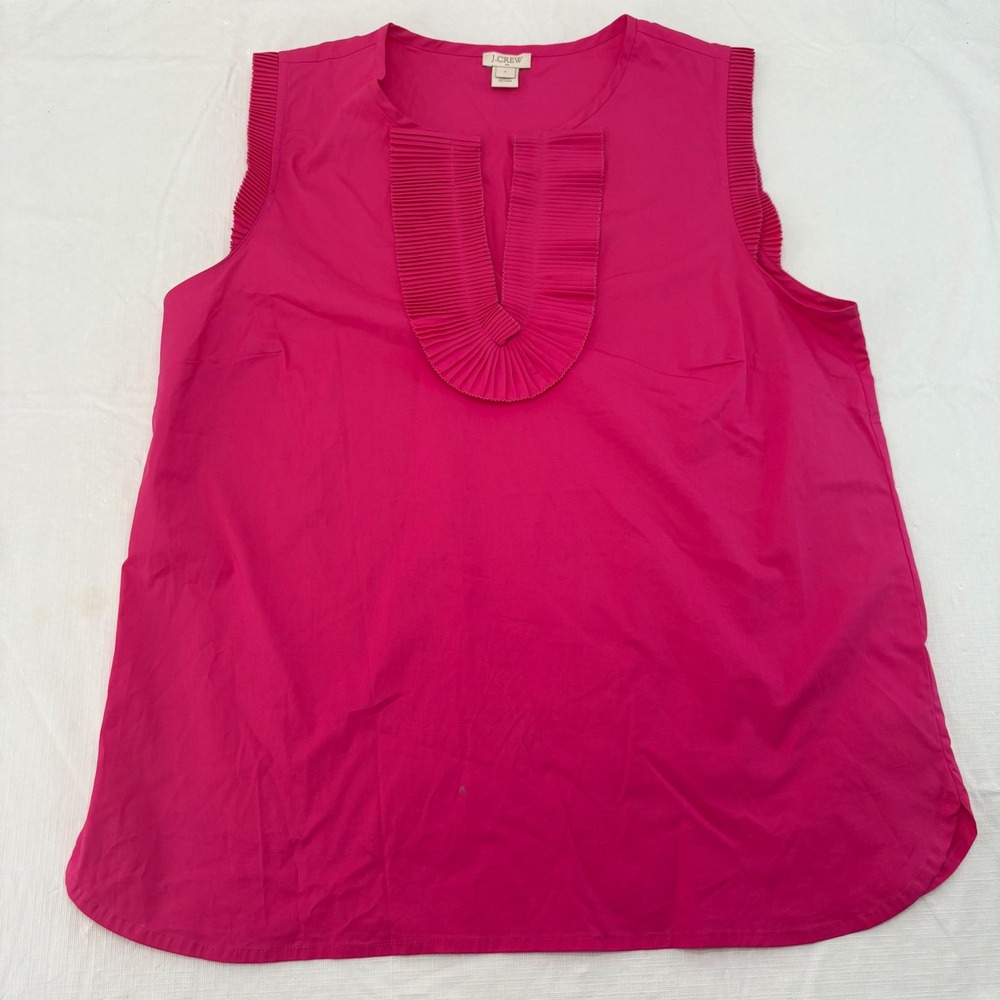 J.Crew Pink Pleated Bib Sleeveless Cotton Poplin Top G7571 Womens 8
